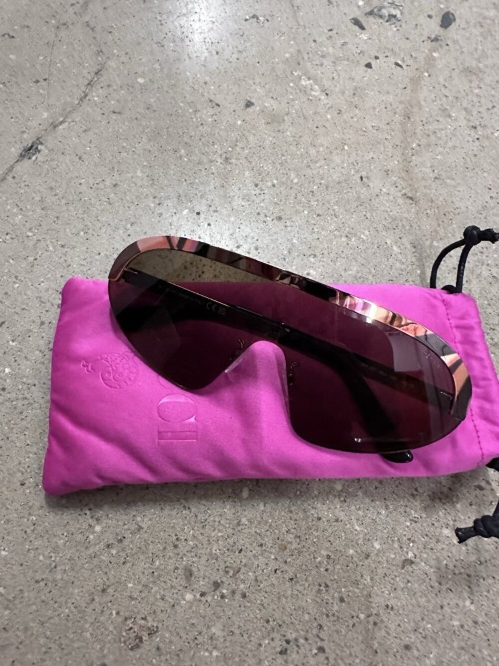 Emilio Pucci Shield Sunglasses in Shiny Rose Gold & Brown